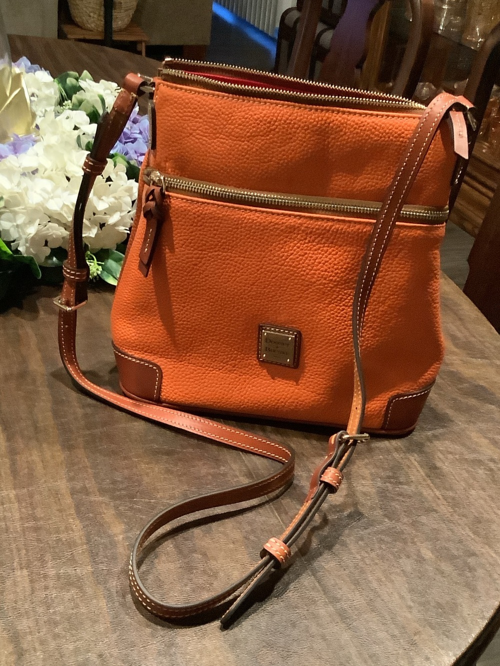 Dooney & Bourke Orange Pebbled Leather Crossbody Bag never used